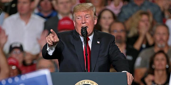 Donald Trump speaks at a Republican rally in Phoenix