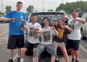 Teamsters in Louisville, Ky., campaign for a "no" vote on the UPS contract