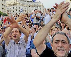 Protesters in Greece occupy Syntagma Square outside the parliament building