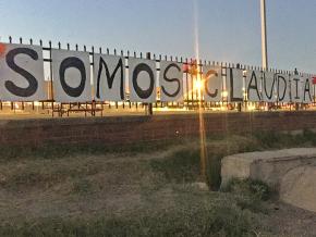 A sign hung by activists in Laredo, Texas, to protest the murder of Claudia Patricia Gómez Gónzalez